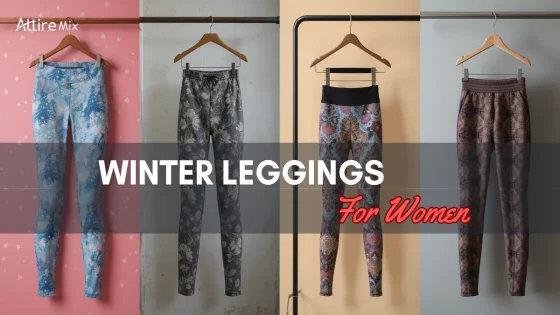 Hanging floral and patterned winter leggings for women, perfect for colder weather.