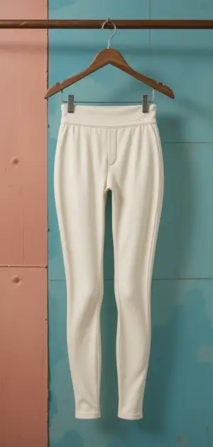 Image of white cotton leggings for women, showcasing soft and durable material.