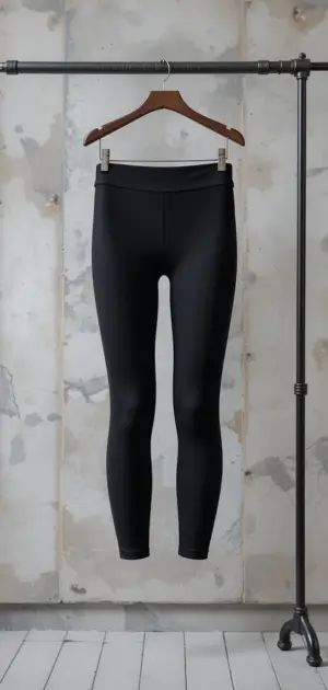 Women’s sleek black mid-range leggings with a simple and versatile style.