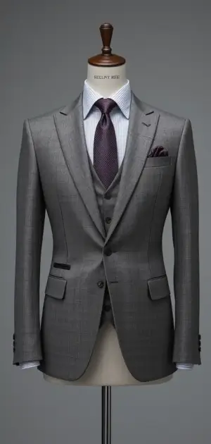 Dark gray checked wool suit