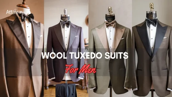 Collection of Wool Tuxedo Suits for men elegantly displayed in various shades