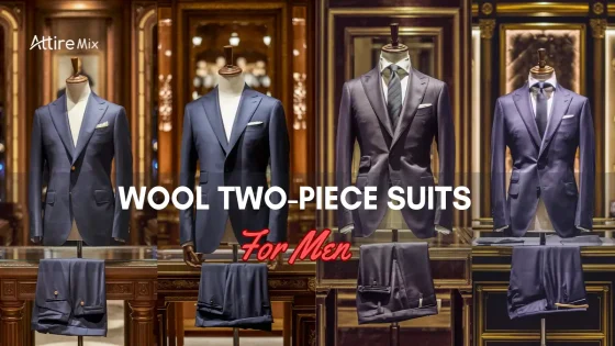 Assorted Wool Two-Piece Suits for men on display in a high-end store