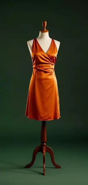 V-neck silk maxi dress paired with statement accessories