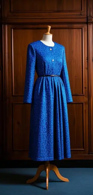 Classic blue winter maxi dress for formal and casual settings