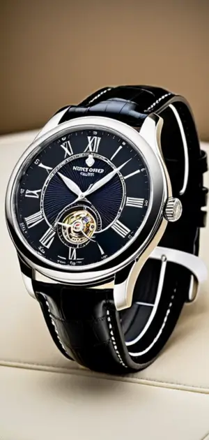 Black and silver automatic watch with a tourbillon