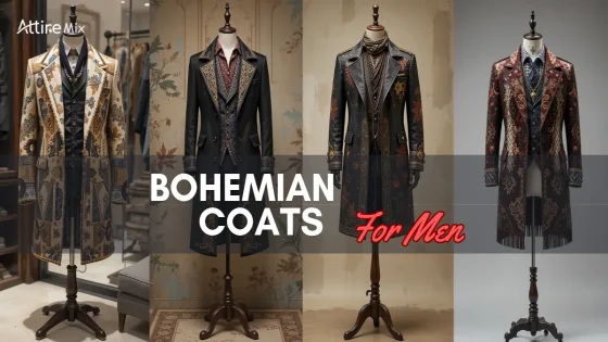 Four bohemian-style coats with unique embroidery and patterns.