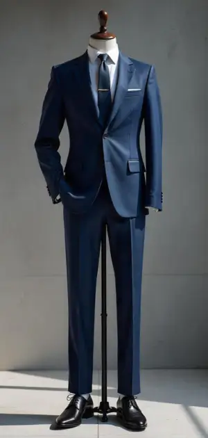 Deep blue suit with a tailored fit