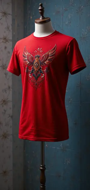 Classic plain red T-shirt with a modern, tailored fit.