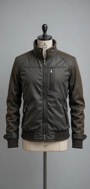 Stylish black travel jacket with a modern fit and secure zip pockets.