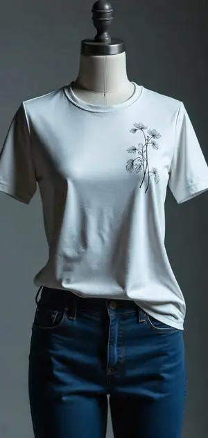 Off-white T-shirt with a heart-shaped floral embroidery