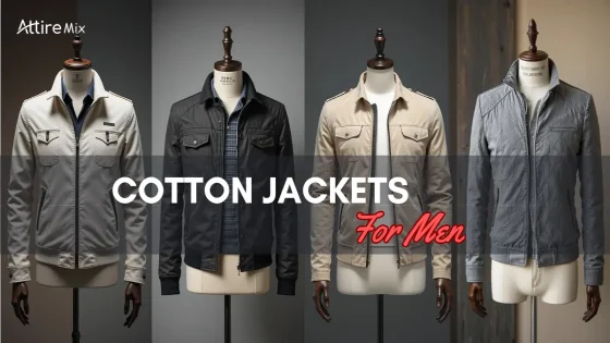 Four cotton jackets displayed on mannequins in various shades.