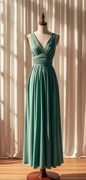 Woman in a floral print silk maxi dress