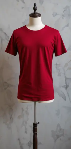 Men's red T-shirt with a stylish floral black print.