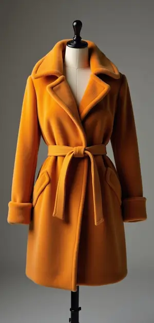 Mustard yellow belted coat with a soft texture