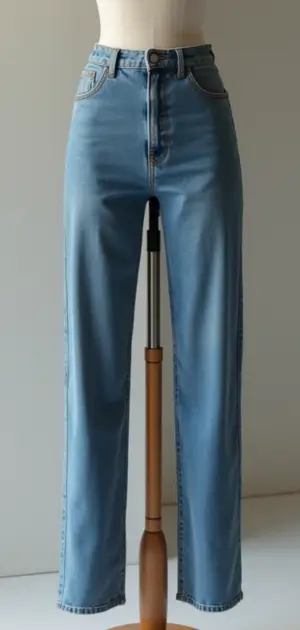 blue high-rise jeans with a blazer