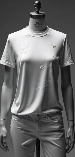 White T-shirt with subtle embroidered floral detailing