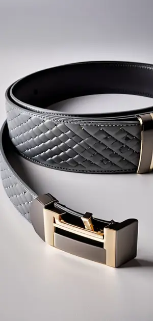 A quilted grey Nylon belt with a gold automatic buckle.