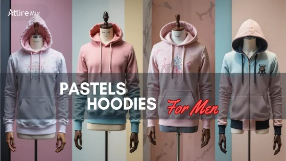Four pastel hoodies for men in pink, blue, and gradient shades.
