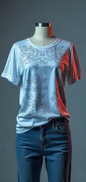 Soft pink embroidered T-shirt paired with matching trousers.