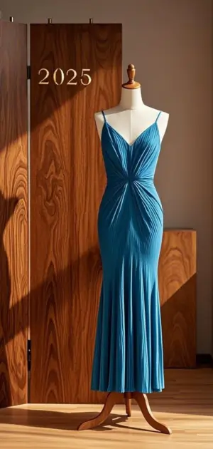 Formal satin maxi dress with a high slit