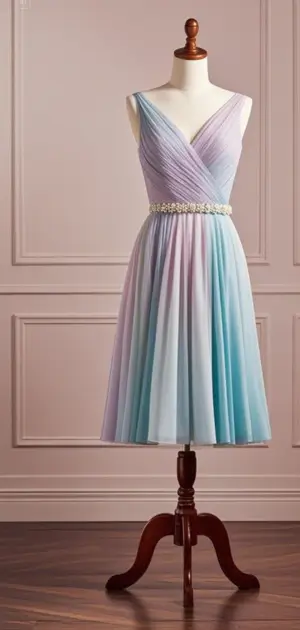 Lavender satin formal evening gown