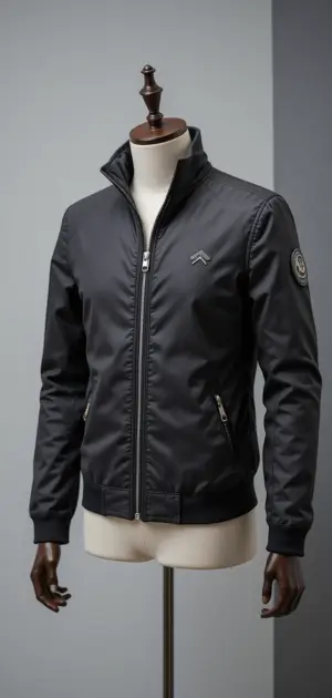 Men's black sports jacket with subtle branding and a sleek finish.