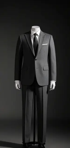 Classic charcoal grey suit with a minimalist style
