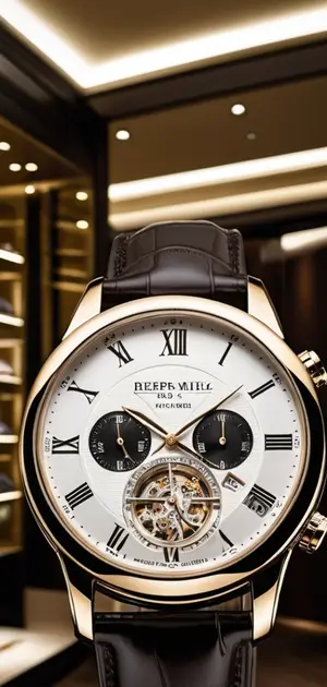 White and gold wristwatch with a chronograph and tourbillon movement
