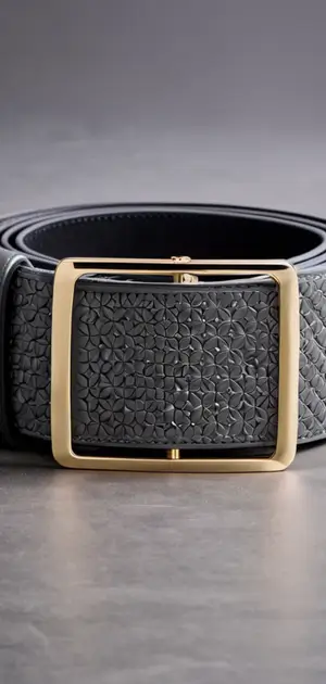 A black textured Rubber belt with a gold square buckle.