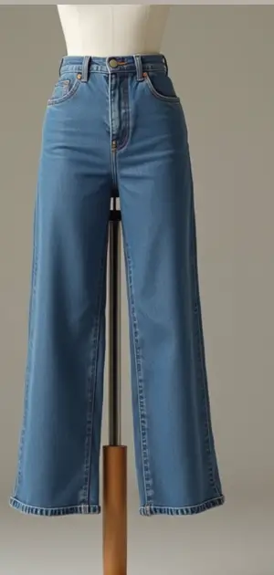 Wide-leg minimalist jeans in neutral tones