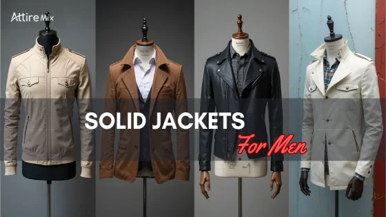 Assorted solid jackets in leather, blazers, and casual designs.