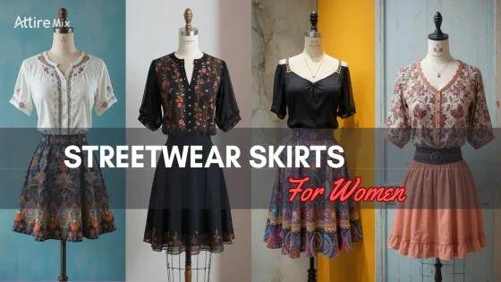 Assortment of colorful streetwear skirts designed for fashionable women.