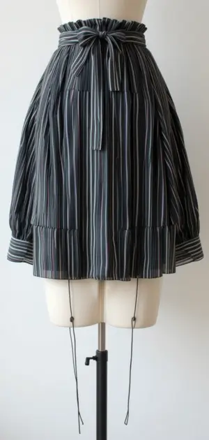 Black sleeveless top paired with a bold striped flared maxi skirt.