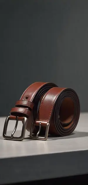 pair of brown leather belts with silver buckles.