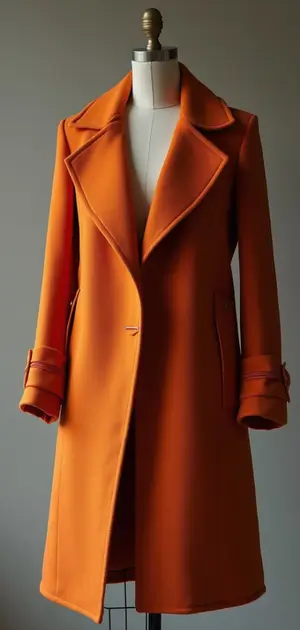 Burnt orange wool coat with a classic design