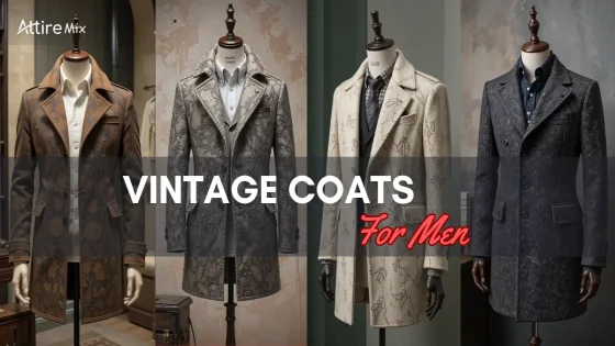 A selection of vintage men’s coats with embroidery and floral detailing.