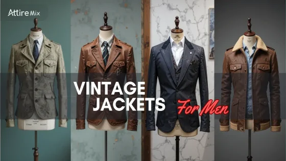 A selection of stylish men’s vintage jackets with intricate details.