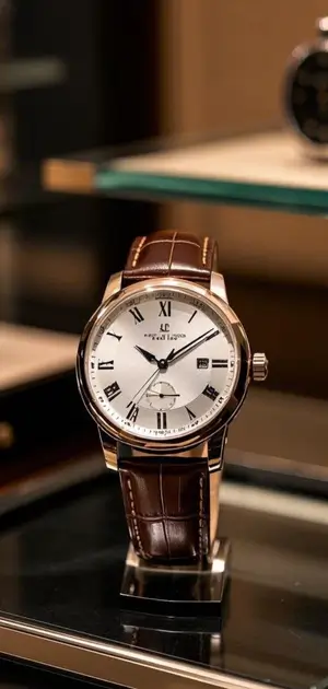 Minimalist silver watch with a white dial and brown leather strap
