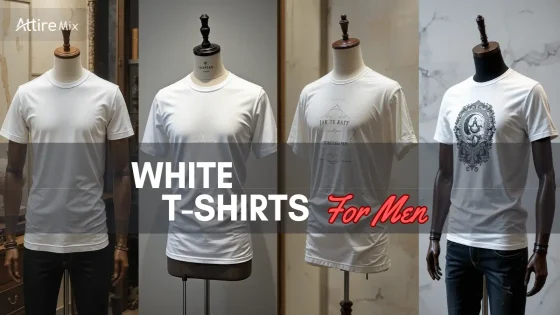 White T-shirts for men in various styles, fits, and designs.