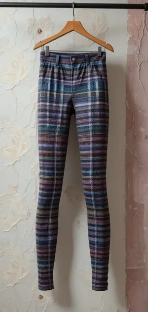 Multicolored horizontal striped leggings with a fitted high-waist design.