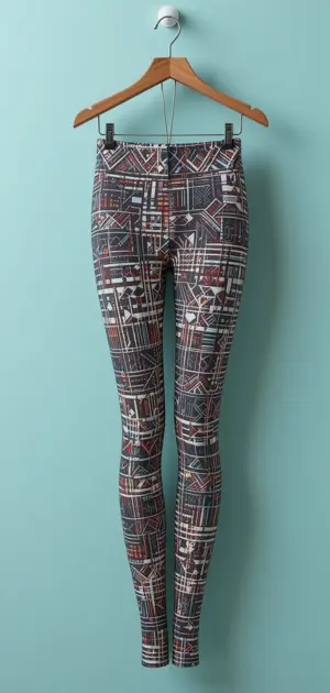 High-waisted leggings featuring a striking geometric grid print.