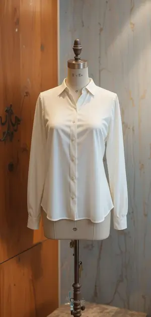 A white blouse with a button-down front and tailored fit is perfect for office attire.