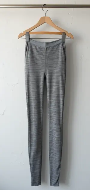 Stylish grey leggings featuring a sleek, textured horizontal pattern.