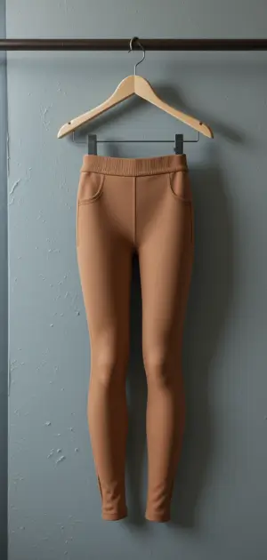 Sleek brown leggings featuring a structured design and pocket accents.