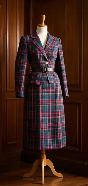 Sheath plaid dress with vertical pattern for plus size women