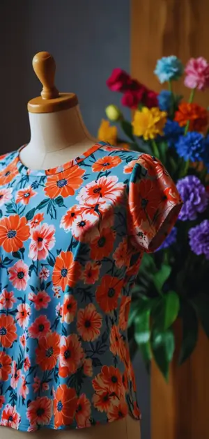 short-sleeve floral top styled for business casual