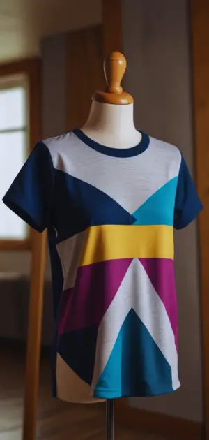 Office look with women’s geometric t-shirt and blazer