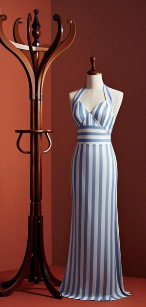 Striped dresses with puff sleeves and slits