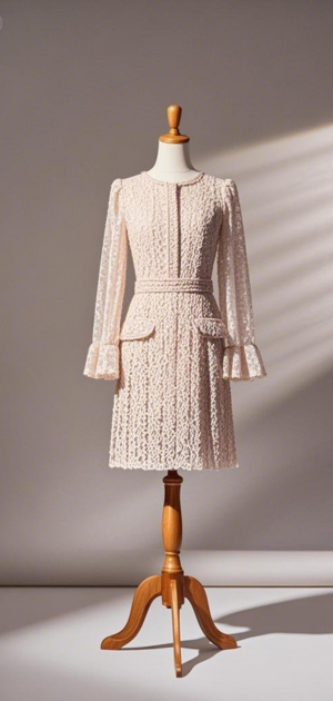 High-end neutral formal dress from a designer brand.