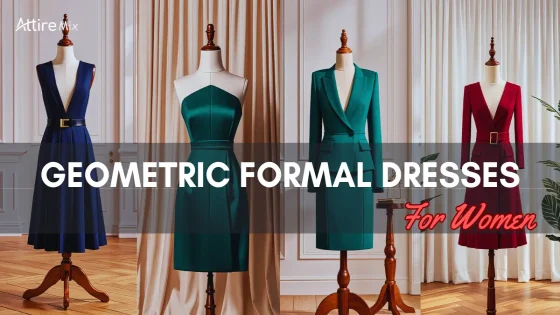 Elegant woman wearing geometric formal dress at evening gala